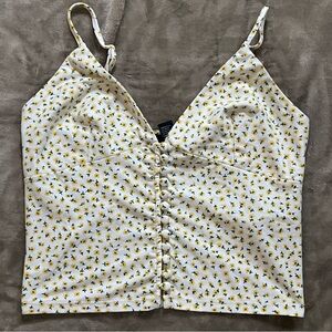 FOREVER 21 BUTTON UP FLORAL SPAGHETTI STRAP TOP